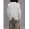 imageMakeMeChic Womens Long Sleeve Ruffle Trim Mesh Blouse Tie V Neck Y2K Crop Fairy TopsWhite