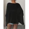 imageMakeMeChic Womens Mesh Sheer Poncho Top Crochet Knit Asymmetric Shawl Summer Beach Cover UpBlack