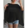 imageMakeMeChic Womens Mesh Sheer Poncho Top Crochet Knit Asymmetric Shawl Summer Beach Cover UpBlack