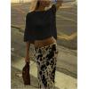 imageMakeMeChic Womens Mesh Sheer Poncho Top Crochet Knit Asymmetric Shawl Summer Beach Cover UpSolid Black