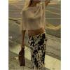 imageMakeMeChic Womens Mesh Sheer Poncho Top Crochet Knit Asymmetric Shawl Summer Beach Cover UpSolid Khaki