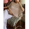 imageMakeMeChic Womens Mesh Sheer Poncho Top Crochet Knit Asymmetric Shawl Summer Beach Cover UpSolid Khaki