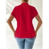 imageMakeMeChic Womens Mock Neck Cheongsam Tops Buckle Short Sleeve Blouse Shirt TopsRed