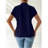 imageMakeMeChic Womens Mock Neck Cheongsam Tops Buckle Short Sleeve Blouse Shirt TopsRoyal Blue