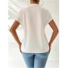 imageMakeMeChic Womens Mock Neck Cheongsam Tops Buckle Short Sleeve Blouse Shirt TopsWhite