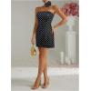 imageMakeMeChic Womens Polka Dots Strapless Tube Prom Dress Backless Dresses with 3D Flower Choker NecklaceBlack