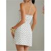imageMakeMeChic Womens Polka Dots Strapless Tube Prom Dress Backless Dresses with 3D Flower Choker NecklaceWhite