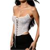 imageMakeMeChic Womens Renaissance Corset Tops Shapewear Bustier Lace Up Floral Embroidery Y2K Strapless Overbust TopApricot a