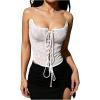 imageMakeMeChic Womens Renaissance Corset Tops Shapewear Bustier Lace Up Floral Embroidery Y2K Strapless Overbust TopApricot a
