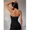 imageMakeMeChic Womens Renaissance Corset Tops Shapewear Bustier Lace Up Floral Embroidery Y2K Strapless Overbust TopBlack