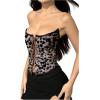 imageMakeMeChic Womens Renaissance Corset Tops Shapewear Bustier Lace Up Floral Embroidery Y2K Strapless Overbust TopBrown Leopard