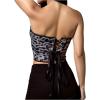 imageMakeMeChic Womens Renaissance Corset Tops Shapewear Bustier Lace Up Floral Embroidery Y2K Strapless Overbust TopBrown Leopard