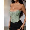 imageMakeMeChic Womens Renaissance Corset Tops Shapewear Bustier Lace Up Floral Embroidery Y2K Strapless Overbust TopGreen