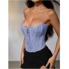 imageMakeMeChic Womens Renaissance Corset Tops Shapewear Bustier Lace Up Floral Embroidery Y2K Strapless Overbust TopPurple