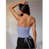 imageMakeMeChic Womens Renaissance Corset Tops Shapewear Bustier Lace Up Floral Embroidery Y2K Strapless Overbust TopPurple