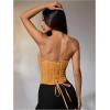 imageMakeMeChic Womens Renaissance Corset Tops Shapewear Bustier Lace Up Floral Embroidery Y2K Strapless Overbust TopYellow
