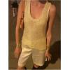 imageMakeMeChic Womens Sequin Sparkly Sweater Vest Tops Sleeveless Going Out Knit Tank TopsYellow