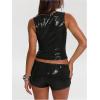 imageMakeMeChic Womens Sequin Sparkly Tank Crew Neck Sleeveless Party Crop Tops ClubwearBlack