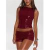 imageMakeMeChic Womens Sequin Sparkly Tank Crew Neck Sleeveless Party Crop Tops ClubwearBurgundy