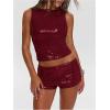 imageMakeMeChic Womens Sequin Sparkly Tank Crew Neck Sleeveless Party Crop Tops ClubwearBurgundy