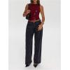 imageMakeMeChic Womens Sequin Sparkly Tank Crew Neck Sleeveless Party Crop Tops ClubwearBurgundy