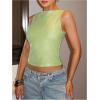 imageMakeMeChic Womens Sequin Sparkly Tank Crew Neck Sleeveless Party Crop Tops ClubwearGreen