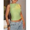 imageMakeMeChic Womens Sequin Sparkly Tank Crew Neck Sleeveless Party Crop Tops ClubwearGreen