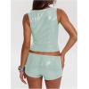 imageMakeMeChic Womens Sequin Sparkly Tank Crew Neck Sleeveless Party Crop Tops ClubwearMint Green