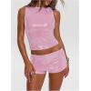 imageMakeMeChic Womens Sequin Sparkly Tank Crew Neck Sleeveless Party Crop Tops ClubwearPink