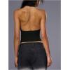 imageMakeMeChic Womens Sleeveless Mock Neck Sweater Tops Open Back Knit Crop Halter TopBlack
