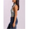 imageMakeMeChic Womens Sleeveless Mock Neck Sweater Tops Open Back Knit Crop Halter TopLight Grey
