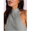 imageMakeMeChic Womens Sleeveless Mock Neck Sweater Tops Open Back Knit Crop Halter TopLight Grey