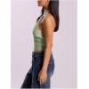 imageMakeMeChic Womens Sleeveless Mock Neck Sweater Tops Open Back Knit Crop Halter TopMint Green