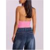 imageMakeMeChic Womens Sleeveless Mock Neck Sweater Tops Open Back Knit Crop Halter TopPink
