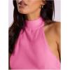 imageMakeMeChic Womens Sleeveless Mock Neck Sweater Tops Open Back Knit Crop Halter TopPink