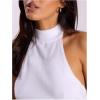 imageMakeMeChic Womens Sleeveless Mock Neck Sweater Tops Open Back Knit Crop Halter TopWhite