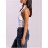 imageMakeMeChic Womens Sleeveless Mock Neck Sweater Tops Open Back Knit Crop Halter TopWhite