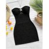 imageMakeMeChic Womens Strapless Dress Starfish Metal Sleeveless Bodycon Tube Mini DressesBlack