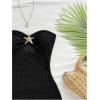 imageMakeMeChic Womens Strapless Dress Starfish Metal Sleeveless Bodycon Tube Mini DressesBlack