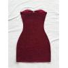 imageMakeMeChic Womens Strapless Dress Starfish Metal Sleeveless Bodycon Tube Mini DressesBurgundy