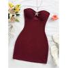 imageMakeMeChic Womens Strapless Dress Starfish Metal Sleeveless Bodycon Tube Mini DressesBurgundy