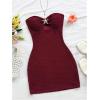 imageMakeMeChic Womens Strapless Dress Starfish Metal Sleeveless Bodycon Tube Mini DressesBurgundy