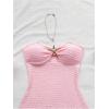 imageMakeMeChic Womens Strapless Dress Starfish Metal Sleeveless Bodycon Tube Mini DressesPink