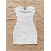 imageMakeMeChic Womens Strapless Dress Starfish Metal Sleeveless Bodycon Tube Mini DressesSolid White