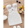 imageMakeMeChic Womens Strapless Dress Starfish Metal Sleeveless Bodycon Tube Mini DressesSolid White