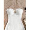 imageMakeMeChic Womens Strapless Dress Starfish Metal Sleeveless Bodycon Tube Mini DressesWhite