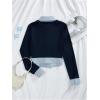 imageMakeMeChic Womens Striped Print Long Sleeve Shirt Button Down Collar Neck Blouse TopsBlue