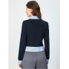 imageMakeMeChic Womens Striped Print Long Sleeve Shirt Button Down Collar Neck Blouse TopsDark Blue