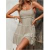 imageMakeMeChic Womens Summer Mini Dress Wedding Guest Dresses Spaghetti Strap Beach Boho Flowy SundressesApricot