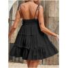 imageMakeMeChic Womens Summer Mini Dress Wedding Guest Dresses Spaghetti Strap Beach Boho Flowy SundressesBlack